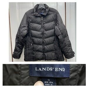 Lands' End goose‎ down filled puffer winter coat women's 1x 16W 18W brown black